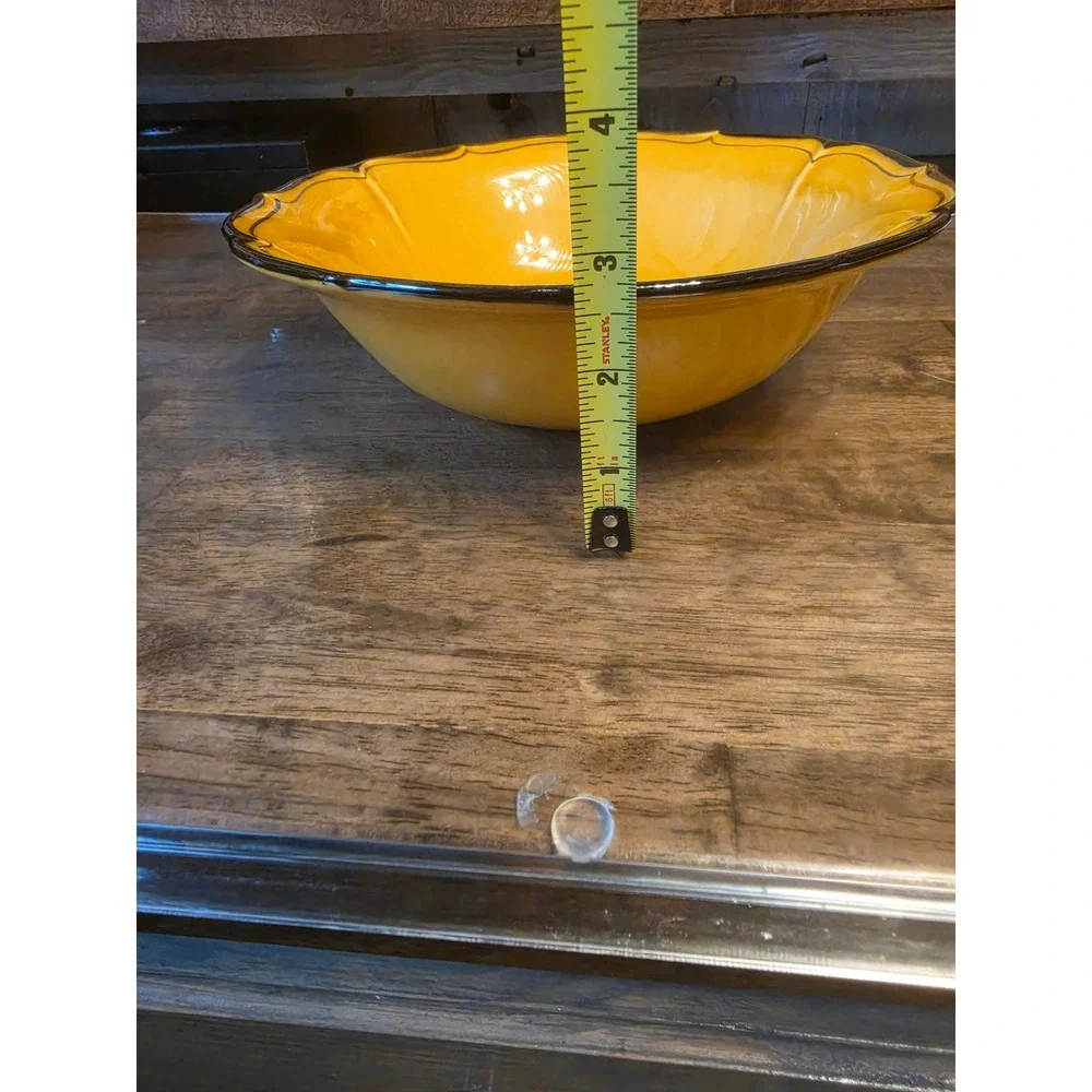 Metlox Poppy Trail Yellow Scalloped Bowl Vintage California Pottery 176 8.5in